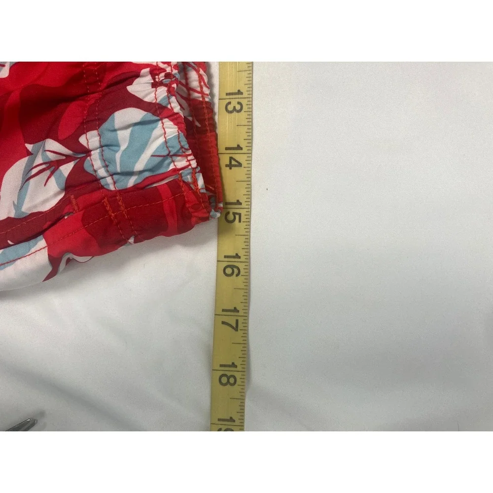 Speedo Swim Trunks Men's‎ Medium Red Tropical Floral Board Shorts